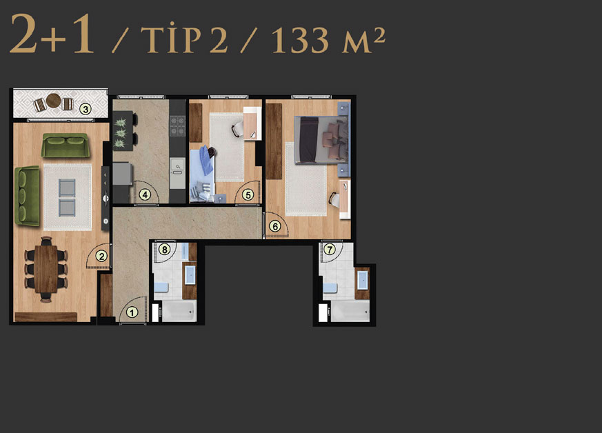 2+1 Daire Tip 2
